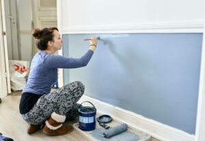 Residential painting being performed by an amateur painter.